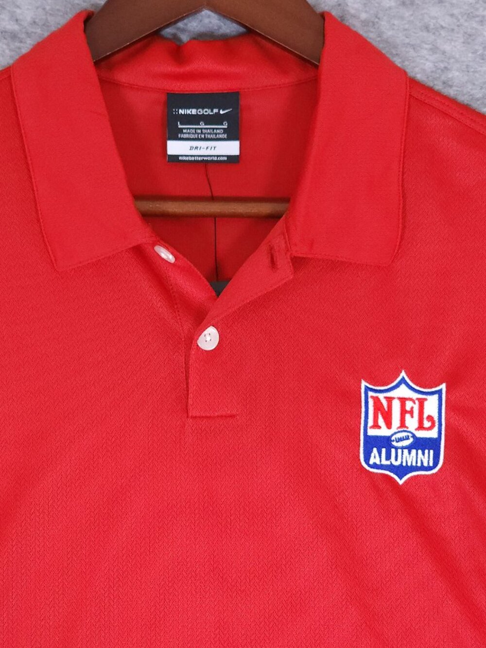 Nike Golf Performance Dri-FIT Large Red NFL Alumni Polo Shirt Pebble Texture NWT